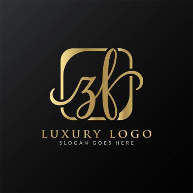 ZF Logo Tasarım Vektör Şablonu. İlk Lüks Mektup ZF Vektör İllüstrasyonu