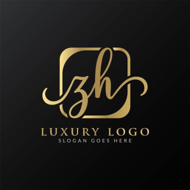 ZH Logo Tasarım Vektör Şablonu. İlk Lüks Mektup ZH Vektör İllüstrasyonu