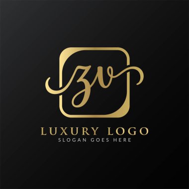 ZV Logo Tasarım Vektör Şablonu. İlk Lüks Mektup ZV Vektör İllüstrasyonu