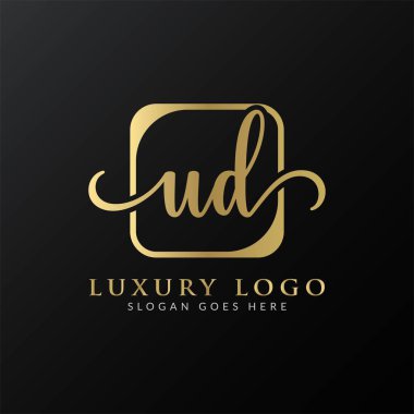 İlk UD harfi Logo Tasarım Şablonu. Soyut Lüks Mektup UD logo Tasarımı