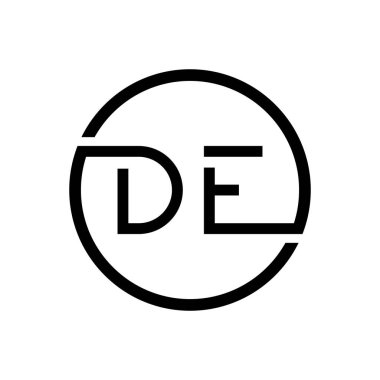 İlk DE Harf Logosu Yaratıcı Tipografi Vektör Şablonu. Yaratıcı Çember Harf DE Logo Tasarımı