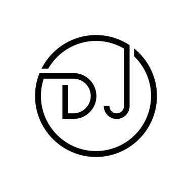 İlk DJ Harf Logosu Yaratıcı Tipografi Vektör Şablonu. Creative Circle Harf DJ Logo Tasarımı