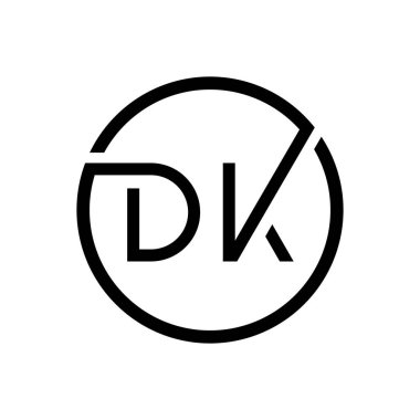 İlk DK Harf Logosu Yaratıcı Tipografi Vektör Şablonu. Yaratıcı Çember Harf DK Logo Tasarımı