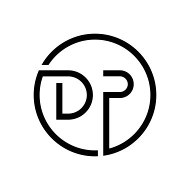 İlk DP Harfi Logosu Yaratıcı Tipografi Vektör Şablonu. Yaratıcı Çember Harf DP Logo Tasarımı
