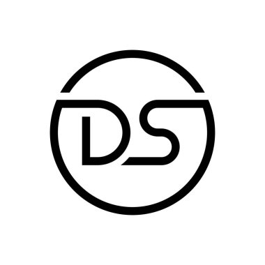 DS Mektup Yaratıcı Tipografi Vektör Şablonu. Yaratıcı Çember Harf DS Logo Tasarımı
