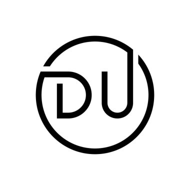 İlk DU Harf Logosu Yaratıcı Tipografi Vektör Şablonu. Yaratıcı Çember Harf DU Logo Tasarımı