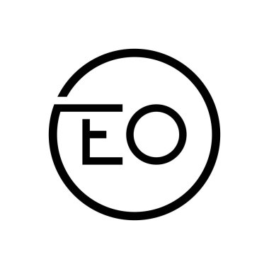 İlk EO Harf Logosu Yaratıcı Tipografi Vektör Şablonu. Yaratıcı Çember Harf EO Logo Tasarımı