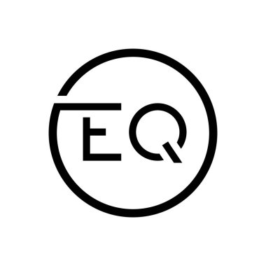 İlk EQ Harf Logosu Yaratıcı Tipografi Vektör Şablonu. Yaratıcı Çember Harf EQ Logo Tasarımı