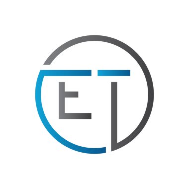 İlk ET Harfi Logosu Yaratıcı Tipografi Vektör Şablonu. Yaratıcı Çember Harf ET Logo Tasarımı