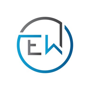 İlk EW Harf Logosu Yaratıcı Tipografi Vektör Şablonu. Yaratıcı Çember Harf EW Logo Tasarımı