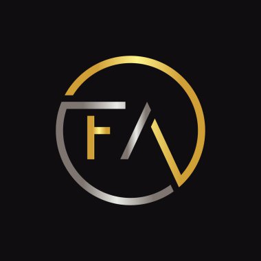 İlk FA Harf Logosu Yaratıcı Tipografi Vektör Şablonu. Yaratıcı Çember FA Logo Vektörü
