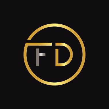 İlk FD Harf Logosu Yaratıcı Tipografi Vektör Şablonu. Yaratıcı Çember Harf FD Logo Vektörü
