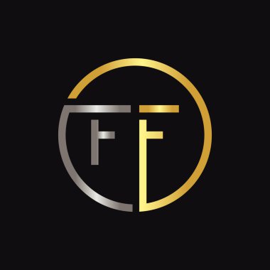 FF Harf Logosu Yaratıcı Tipografi Vektör Şablonu. Yaratıcı Çember Harfi FF Logo Vektörü