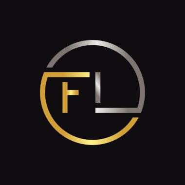 İlk FL Harf Logosu Yaratıcı Tipografi Vektör Şablonu. Yaratıcı Çember Harf FL Logo Vektörü