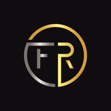 İlk FR Harf Logosu Yaratıcı Tipografi Vektör Şablonu. Yaratıcı Çember Harf FR Logo Vektörü