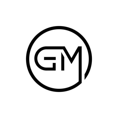İlk Çember GM Harf Logosu Yaratıcı Tipografi Vektör Şablonu. Yaratıcı Harf GM logo tasarımı