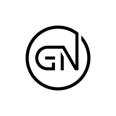 İlk Çember GN Harf Logosu Yaratıcı Tipografi Vektör Şablonu. Yaratıcı Harf GN logo tasarımı