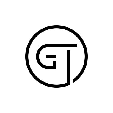 İlk Çember GT Harf Logosu Yaratıcı Tipografi Vektör Şablonu. Yaratıcı Harf GT logo tasarımı