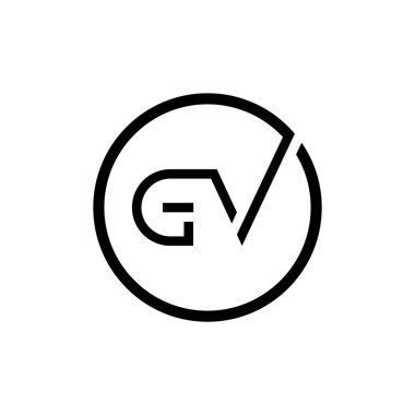 İlk Çember GV Harf Yaratıcı Tipografi Vektör Şablonu. Yaratıcı Harf GV logo tasarımı