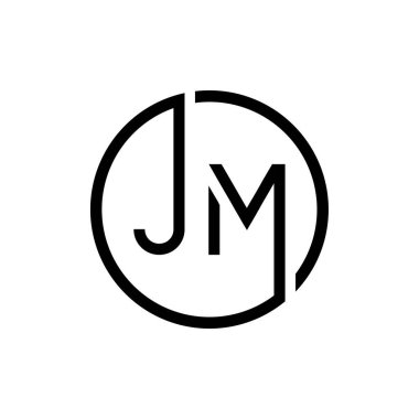 Yaratıcı harf JM Logo Tasarım Vektör Şablonu. İlk Çember Harf JM Logo Tasarımı