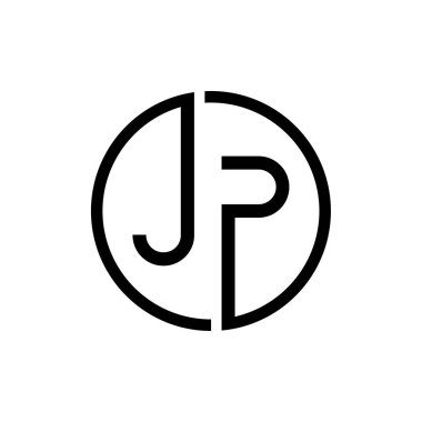 Yaratıcı harf JP Logo Tasarım Vektör Şablonu. İlk Çember Harf JP Logo Tasarımı