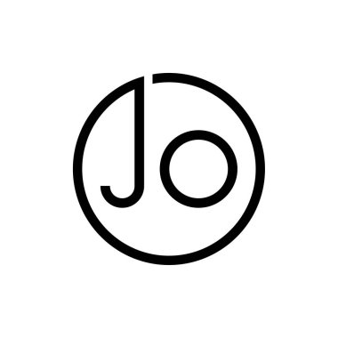 Yaratıcı harf JO Logo Tasarım Vektör Şablonu. İlk Çember Harf JO Logo Tasarımı