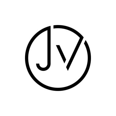 Yaratıcı harf JV Logo Tasarım Vektör Şablonu. İlk Çember Harf JV Logo Tasarımı