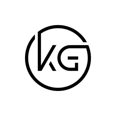 Bağlı Harf KG Logo Tasarım Şablonu. Yaratıcı Çember KG Asgari, Düz Logo Tasarım Vektörü İllüstrasyonu