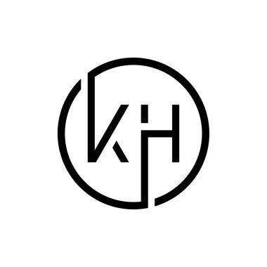Bağlı Harf KH Logo Tasarım Şablonu. Creative Circle KH Minimal, Düz Logo Tasarım Vektörü Resimleri