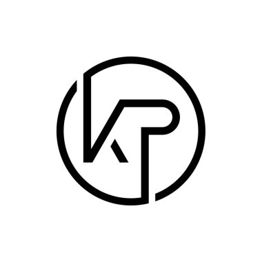 Bağlı Harf KP Logo Tasarım Şablonu. Creative Circle KP Minimal, Düz Logo Tasarım Vektörü Resimleri