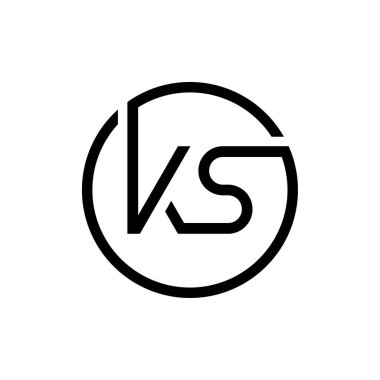 Bağlı Harf KS Logo Tasarım Şablonu. Creative Circle KS Minimal, Düz Logo Tasarım Vektörü İllüstrasyonu