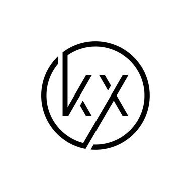 Bağlı Harf KX Logo Tasarım Şablonu. Creative Circle KX Minimal, Düz Logo Tasarım Vektörü Resimleri