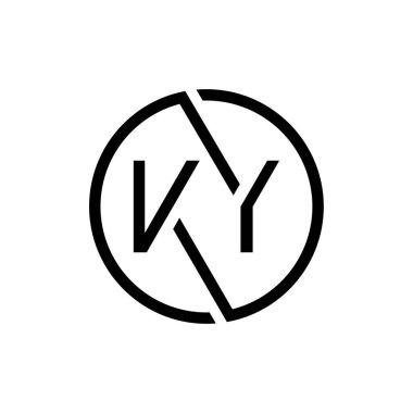 Bağlı Harf KY Logo Tasarım Şablonu. Yaratıcı Çember KY Minimal, Düz Logo Tasarım Vektörü Resimleri