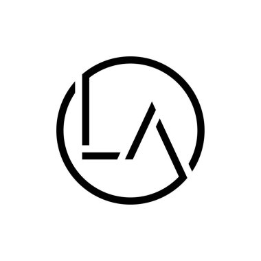 Baş Çember LA harfi Logo Tasarım Şablonu. Soyut Mektup Los Angeles logo tasarımı