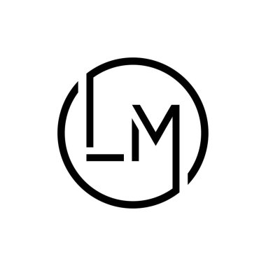 İlk Çember LM harf Logo Tasarım Şablonu. Soyut Harf LM logo tasarımı