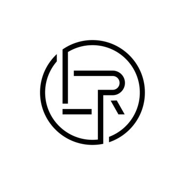 İlk Çember LR harf Logo Tasarım Şablonu. Soyut Harf LR logo tasarımı