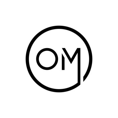 İlk Çember Harf OM Logo Tasarım Vektör Şablonu. Özet Minimum OM Harf Logosu Tasarımı