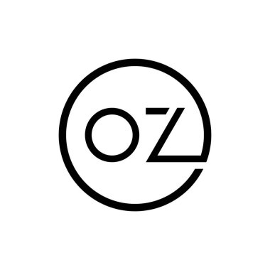 İlk Çember Harf OZ Logo Tasarım Vektör Şablonu. Soyut Asgari OZ Harf Logosu Tasarımı