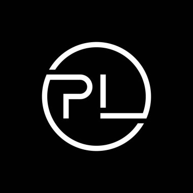 İlk PL Harf Logosu Yaratıcı Tipografi Vektör Şablonu. Yaratıcı Çember Harf PL Logo Vektörü.