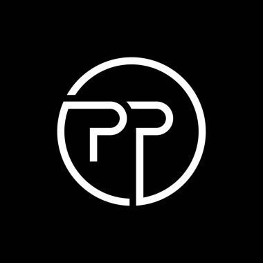 İlk PP Harf Logosu Yaratıcı Tipografi Vektör Şablonu. Yaratıcı Çember Harf PP Logo Vektörü.