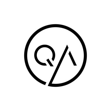 Baş Çember Harf Kalem Tasarımı Vektör Şablonu. QA Harf Logosu Tasarımı