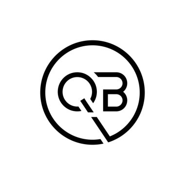 Baş Çember Harf Harf Logo Tasarım Vektör Şablonu. QB Harf Logo Tasarımı