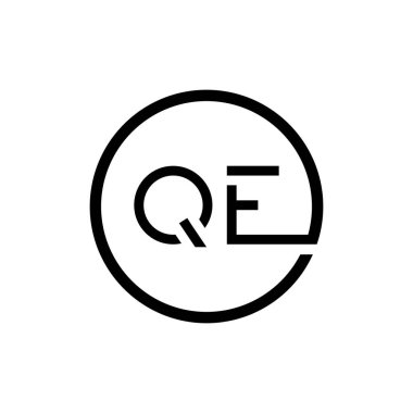 Başlangıç Çemberi Harfi QE Logo Tasarım Vektör Şablonu. QE Harf Logosu Tasarımı