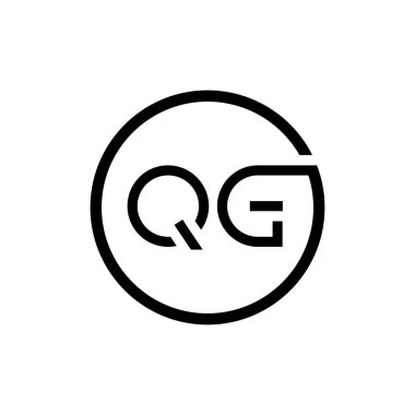 Baş Çember Harf Harfi QG Logo Tasarım Vektör Şablonu. QG Harf Logo Tasarımı