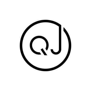 İlk Çember Harf Harfi QJ Logo Tasarım Vektör Şablonu. QJ Harf Logo Tasarımı