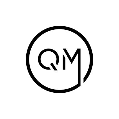 Başlangıç Çemberi Harfi QM Logo Tasarım Vektör Şablonu. QM Harf Logo Tasarımı