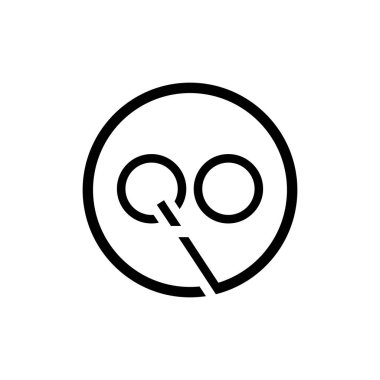 İlk Çember Harf Harf QO Logo Tasarım Vektör Şablonu. QO Harf Logosu Tasarımı
