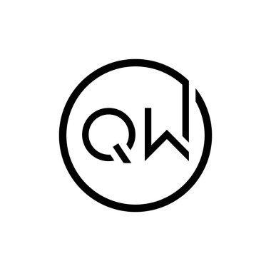 Başlangıç Çemberi Harfi QW Logo Tasarım Vektör Şablonu. QW Harf Logo Tasarımı