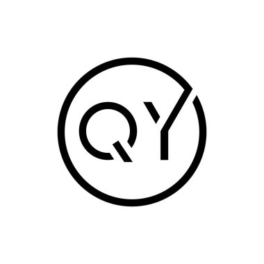 Başlangıç Çemberi Harfi QY Logo Tasarım Vektör Şablonu. QY Harf Logosu Tasarımı