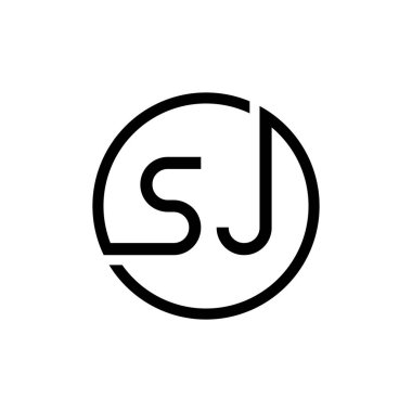İlk Çember SJ harf Logo Tasarım Şablonu. Soyut Harf SJ logo Tasarımı